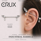 Bat Wing Crystal F136 Titanium industrial barbell