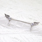 Bat Wing Crystal industrial barbell detail 3