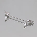 Bat Wing Crystal industrial barbell detail 4