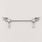 Bat Wing Crystal industrial barbell detail 6