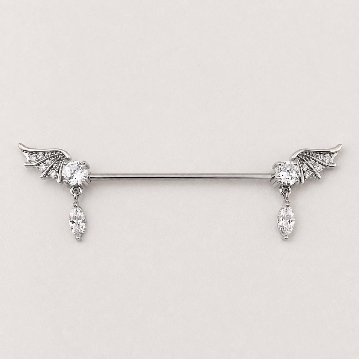 Bat Wing Crystal industrial barbell detail 6