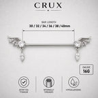 Bat Wing Crystal industrial barbell detail 7