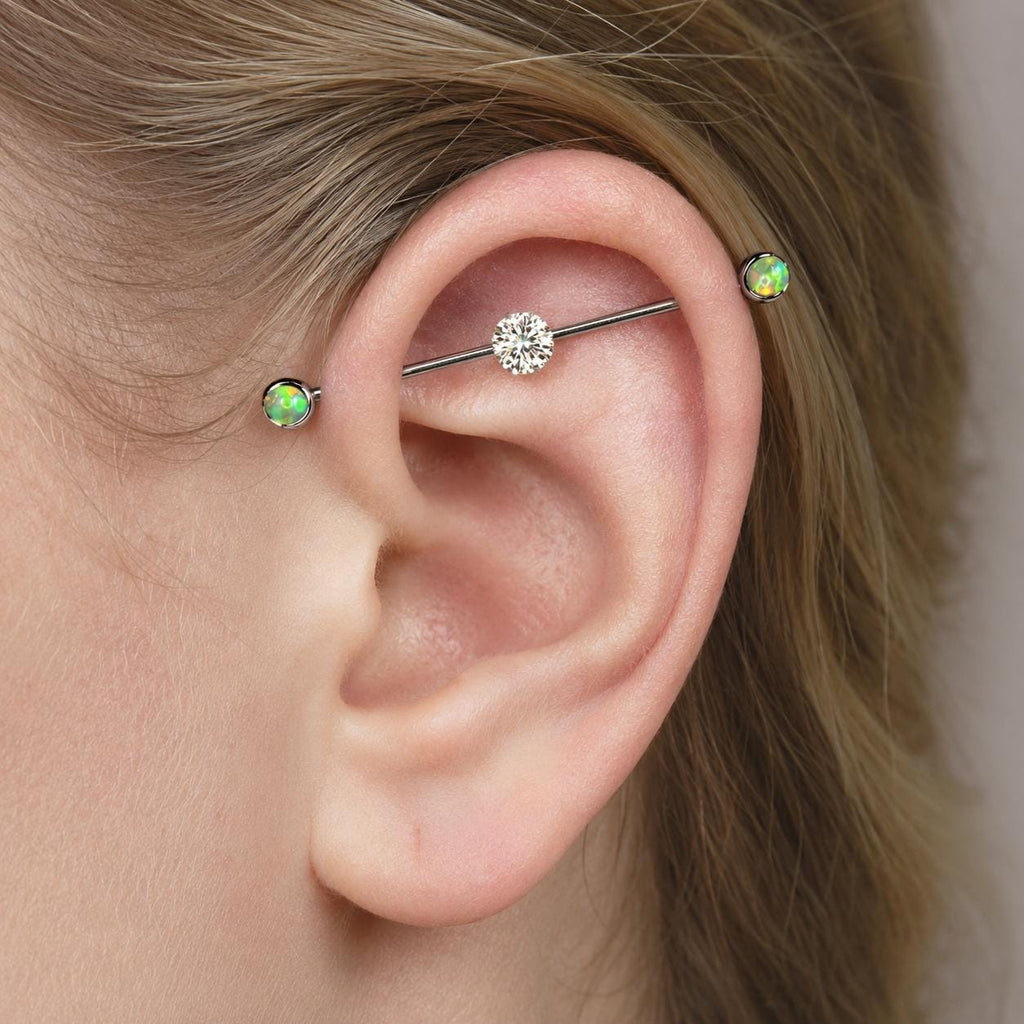 Opal Crystal industrial barbell detail 2