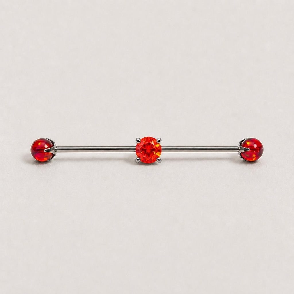 Opal Crystal industrial barbell detail 3