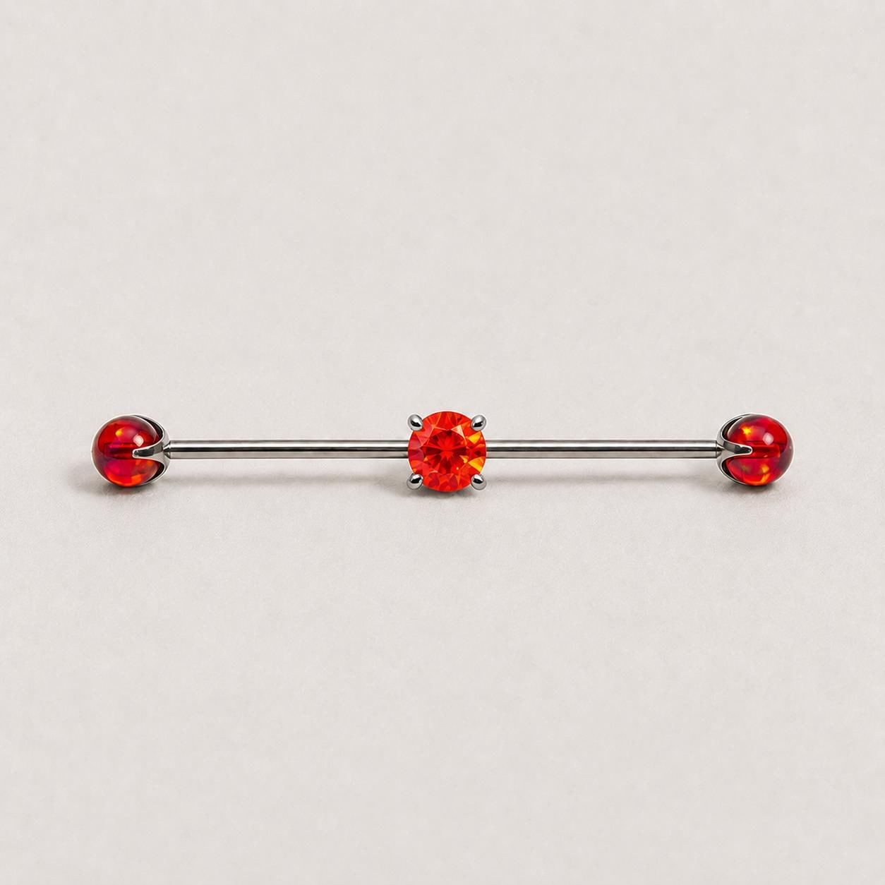 Opal Crystal industrial barbell detail 3