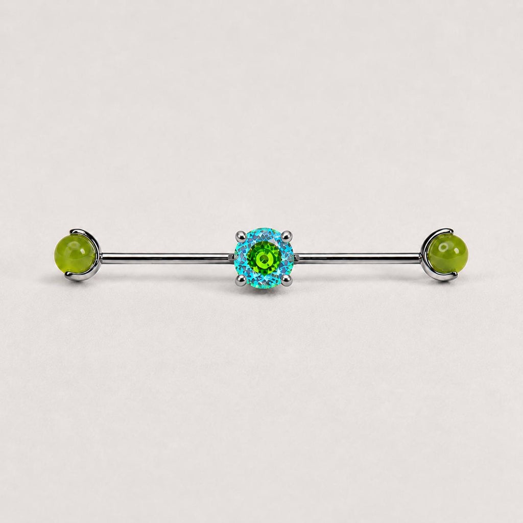 Opal Crystal industrial barbell detail 5