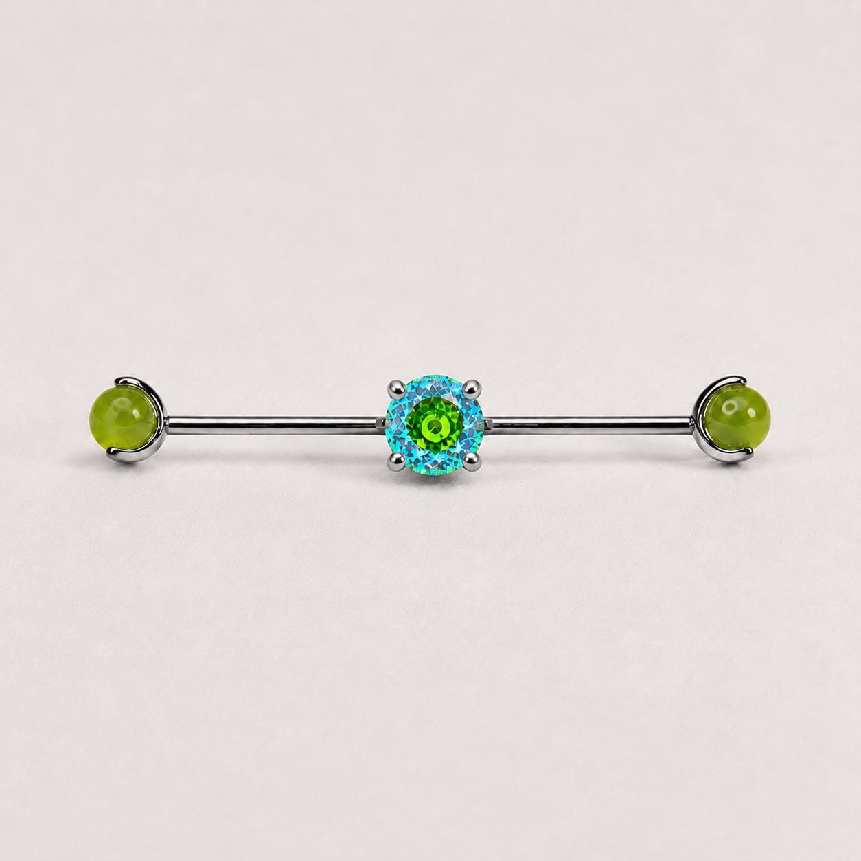 Opal Crystal industrial barbell detail 5