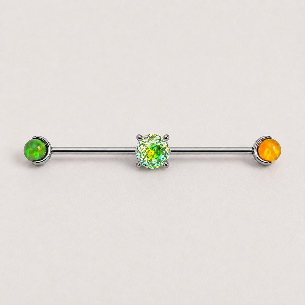 Opal Crystal industrial barbell detail 6