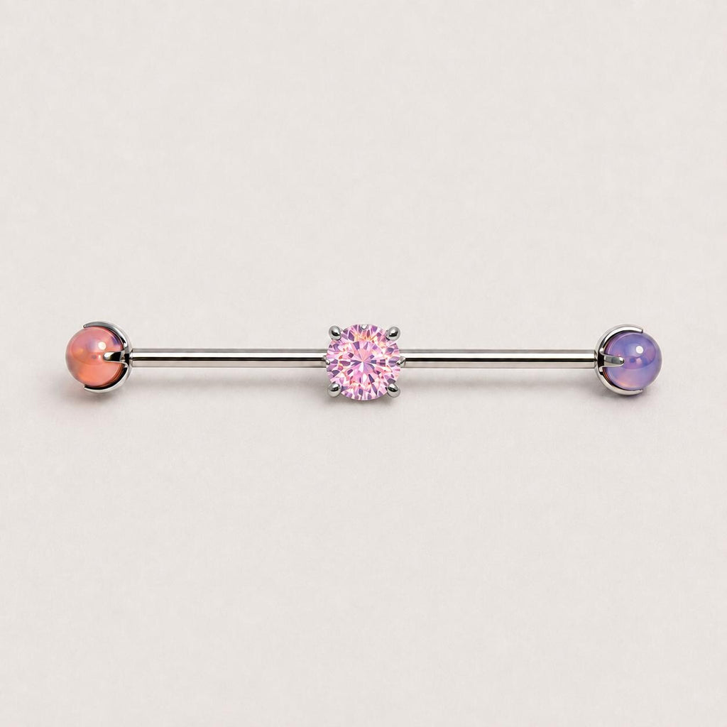 Opal Crystal industrial barbell detail 7