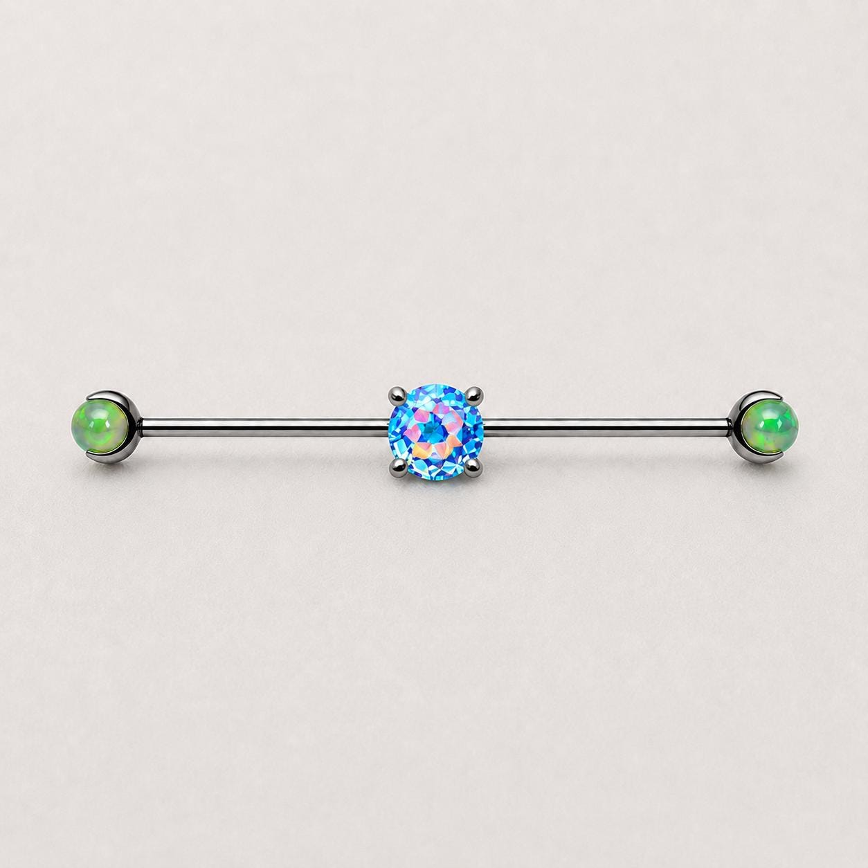 Opal Crystal industrial barbell detail 8