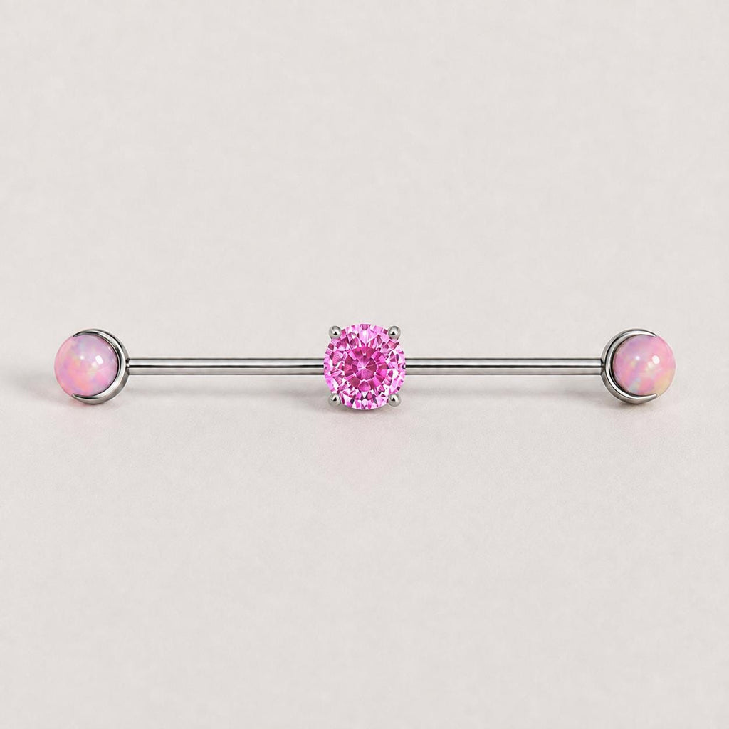 Opal Crystal industrial barbell detail 9