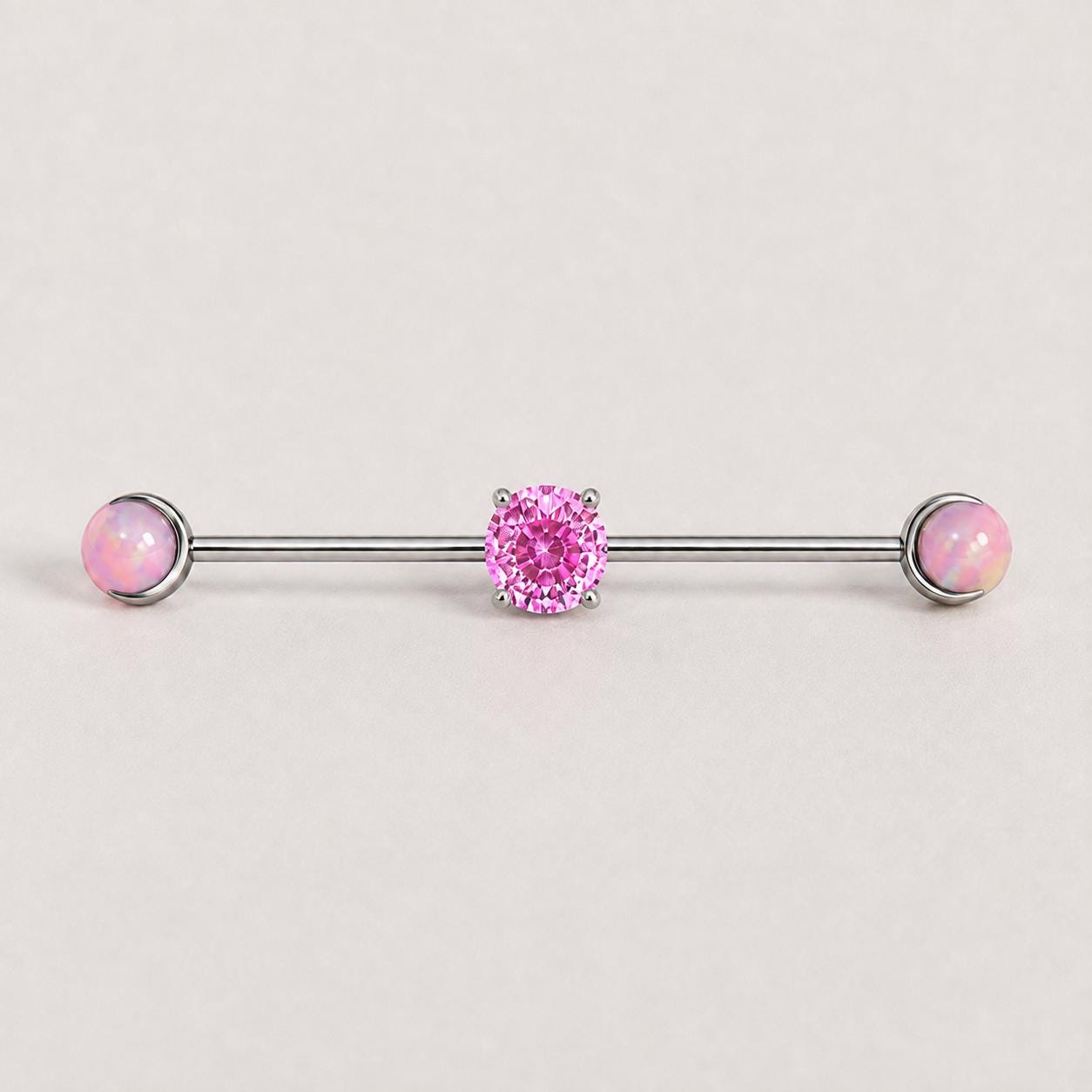 Opal Crystal industrial barbell detail 9