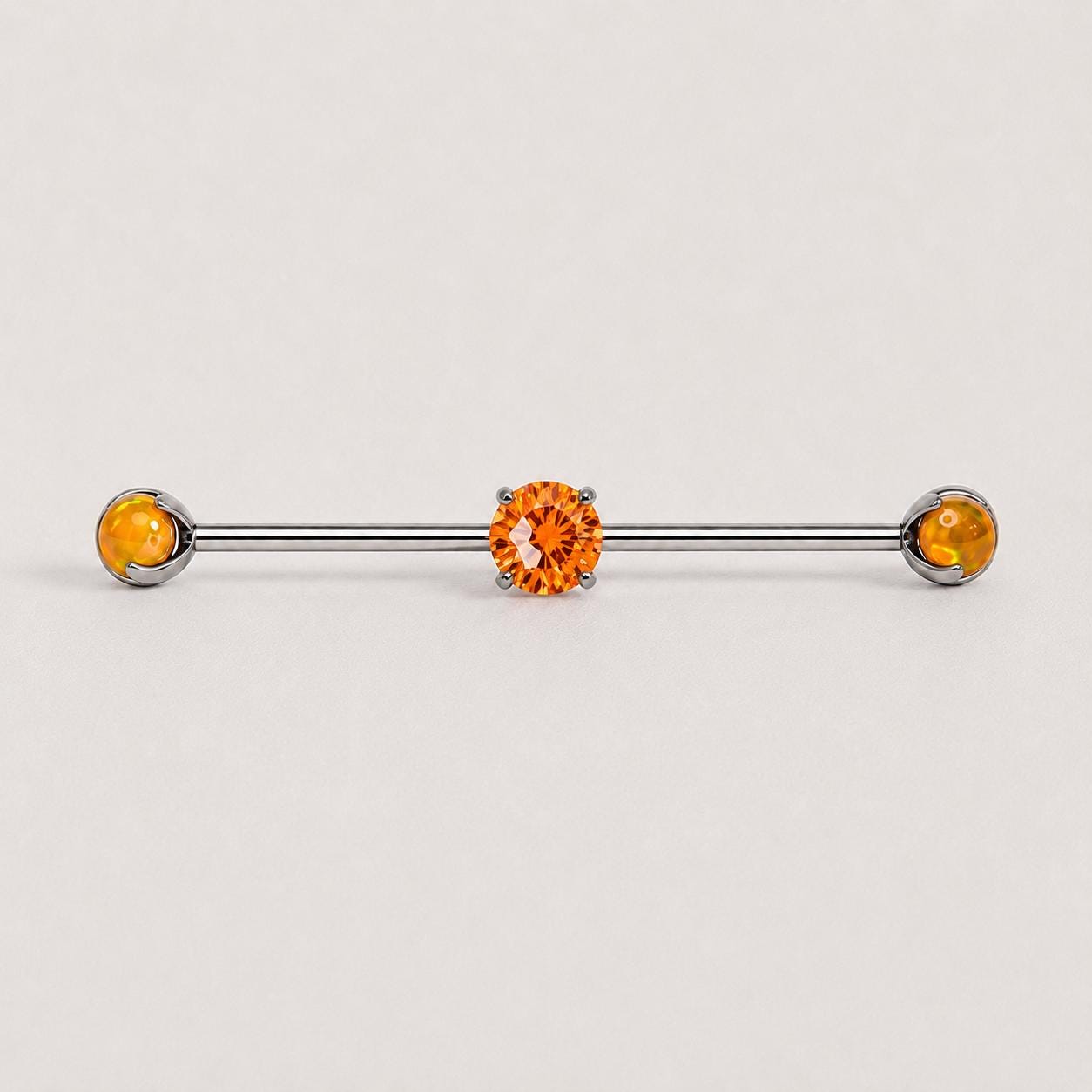 Opal Crystal industrial barbell detail 10