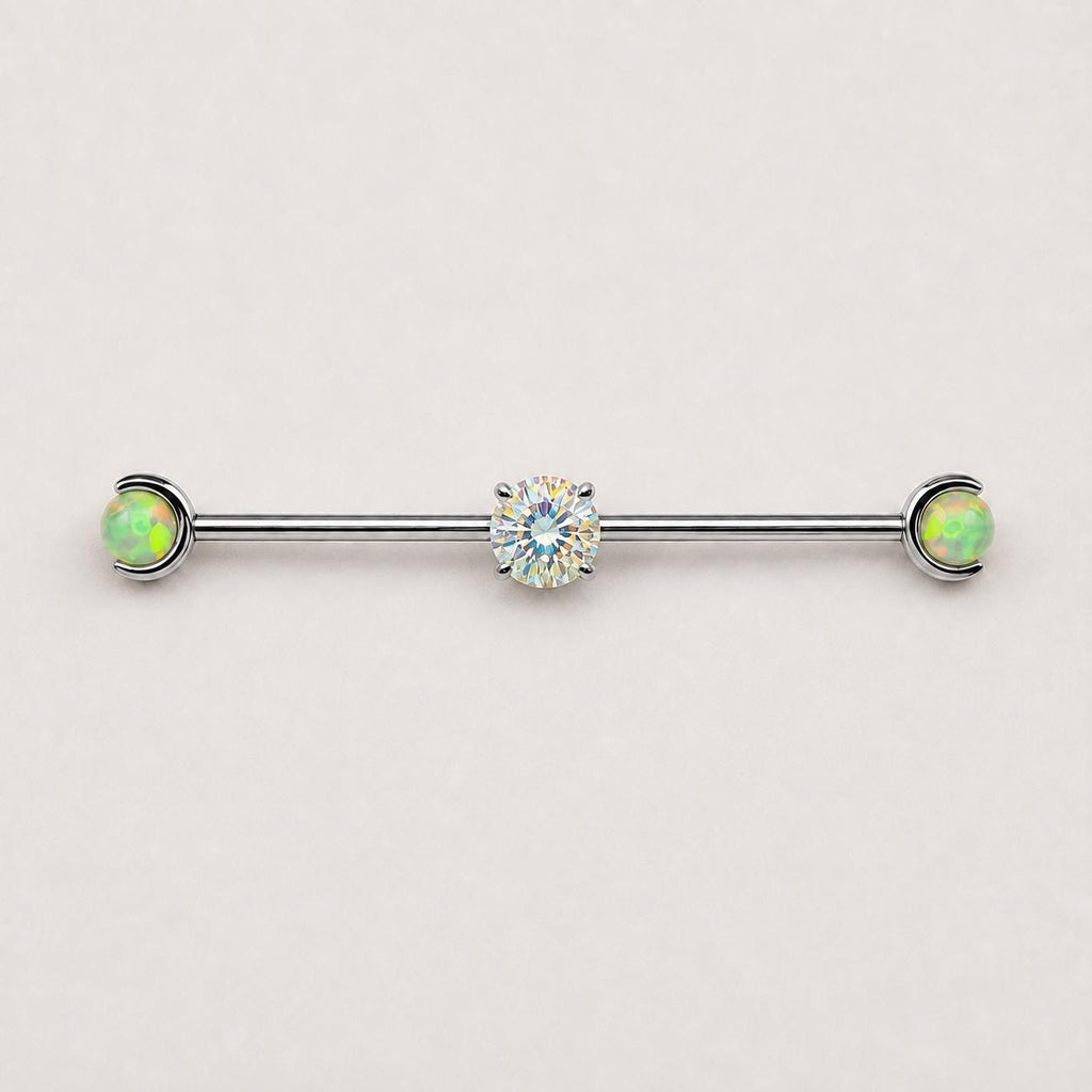 Opal Crystal industrial barbell detail 11