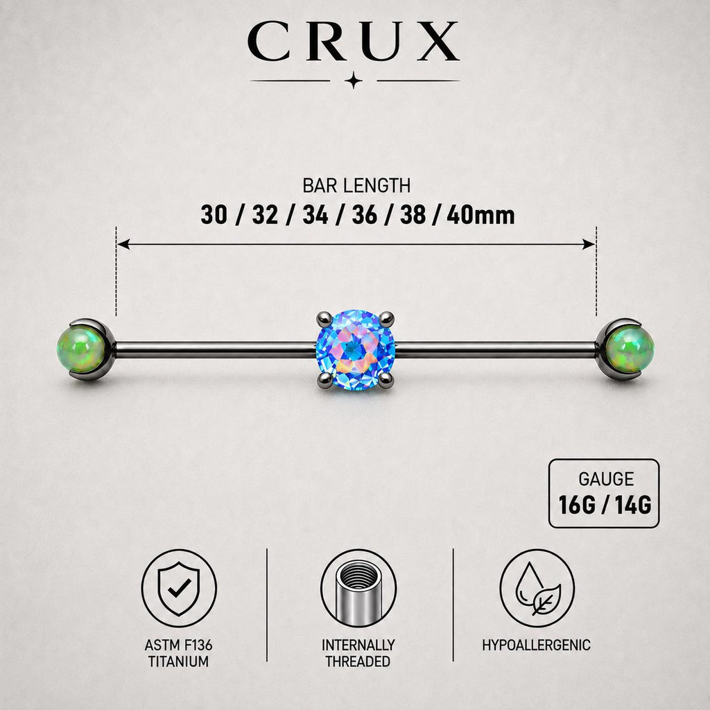 Opal Crystal industrial barbell detail 12
