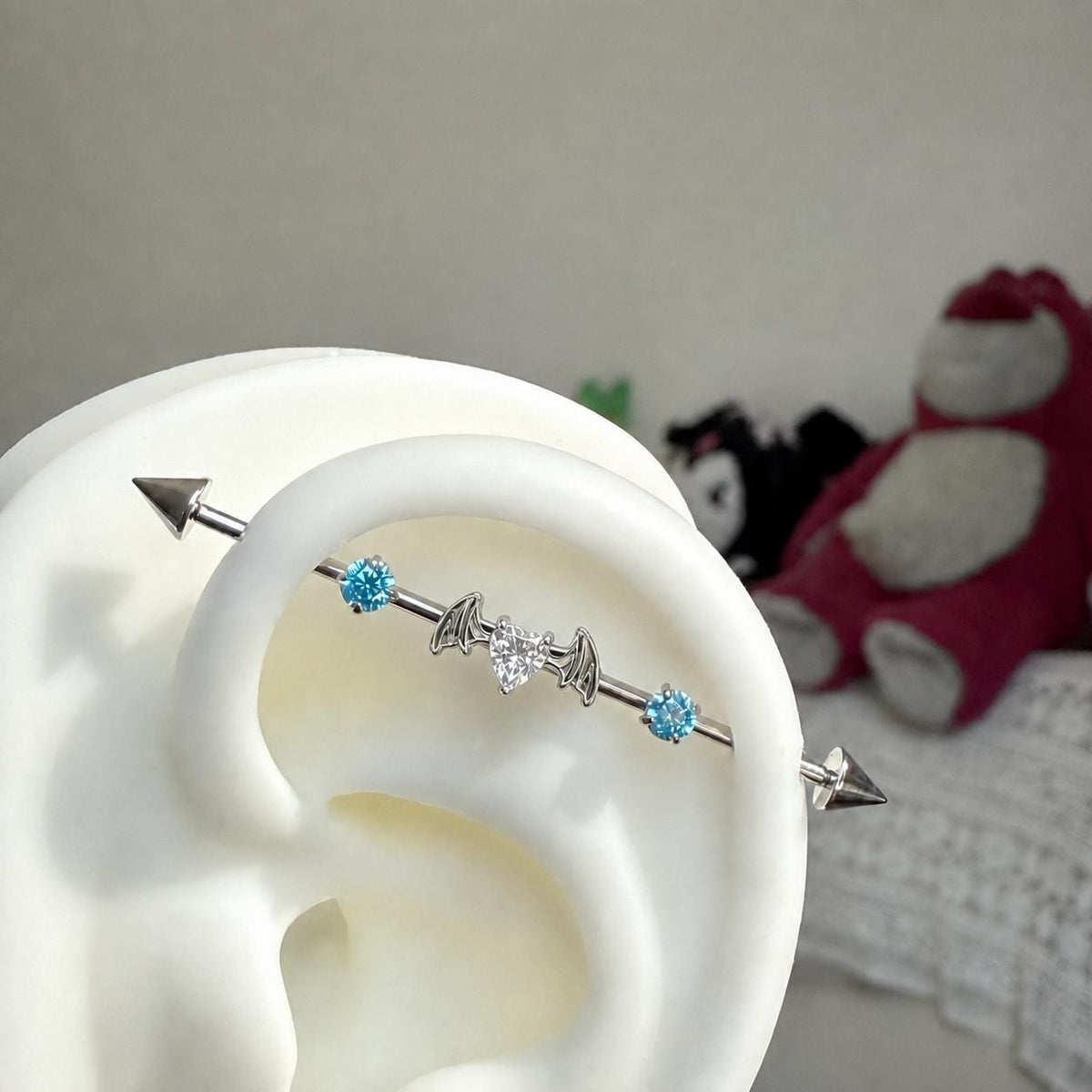 Devil Heart Crystal industrial barbell detail 4