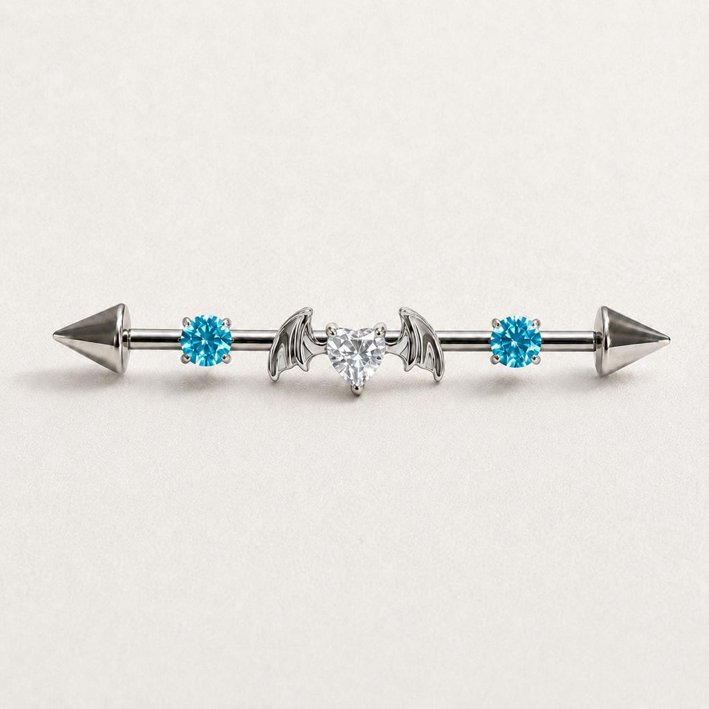 Devil Heart Crystal industrial barbell detail 6