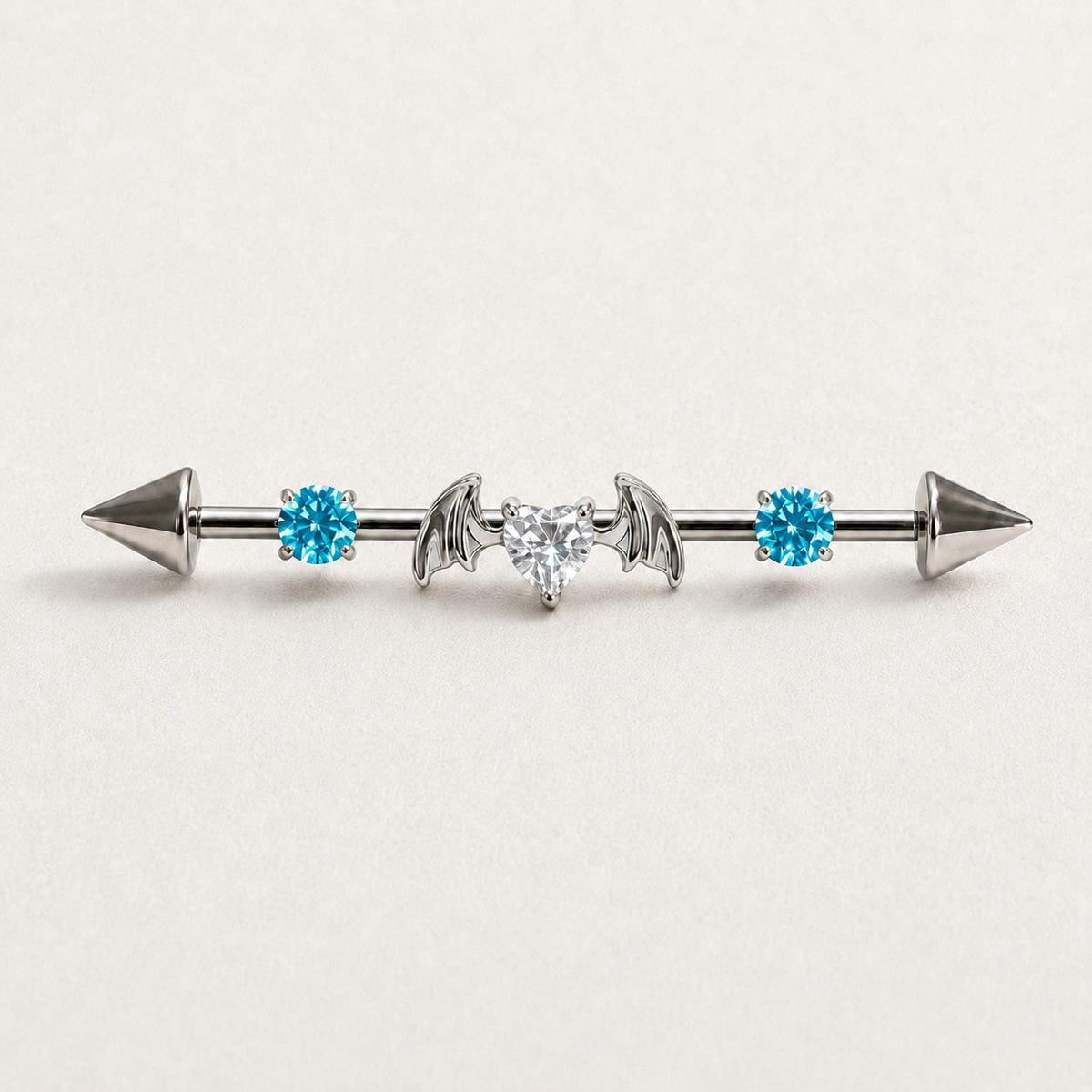 Devil Heart Crystal industrial barbell detail 6