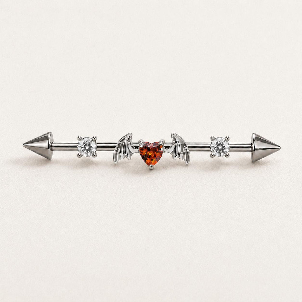 Devil Heart Crystal industrial barbell detail 7