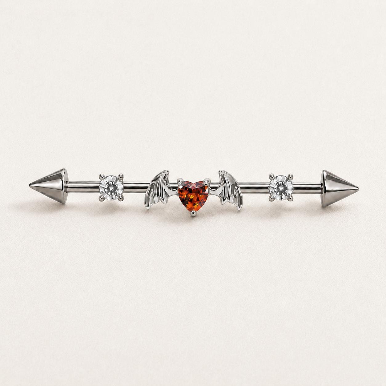 Devil Heart Crystal industrial barbell detail 7