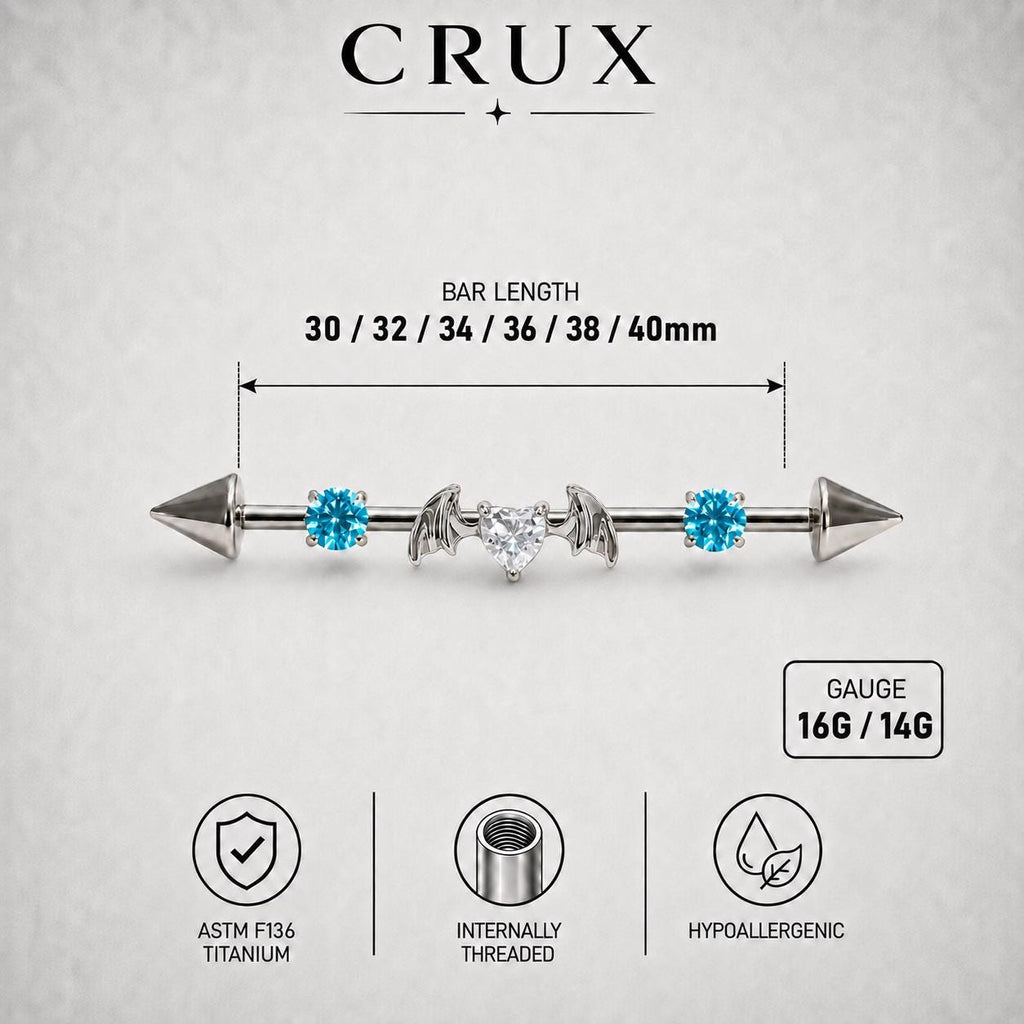 Devil Heart Crystal industrial barbell detail 8