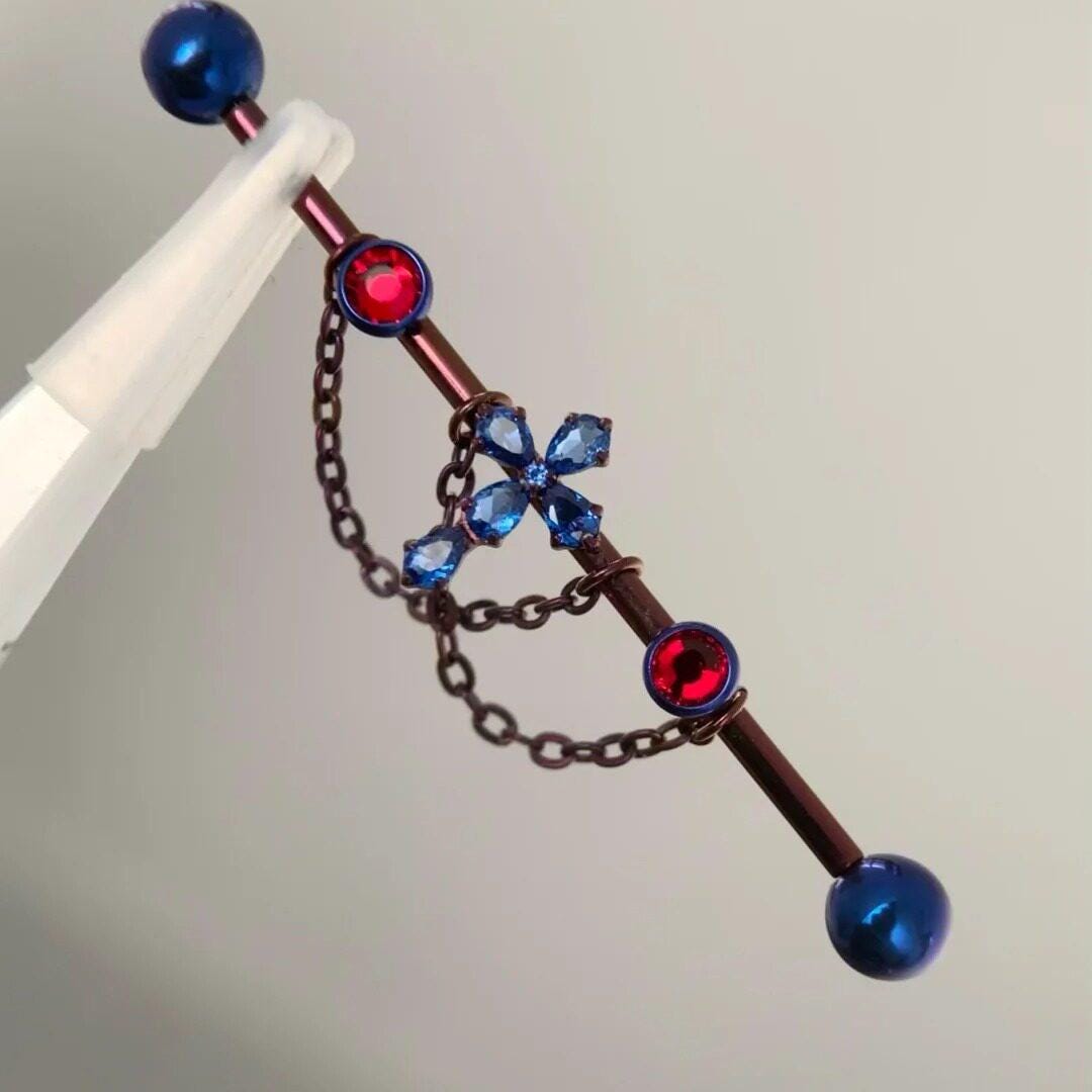 Cathedral Cross Chain industrial barbell detail 3