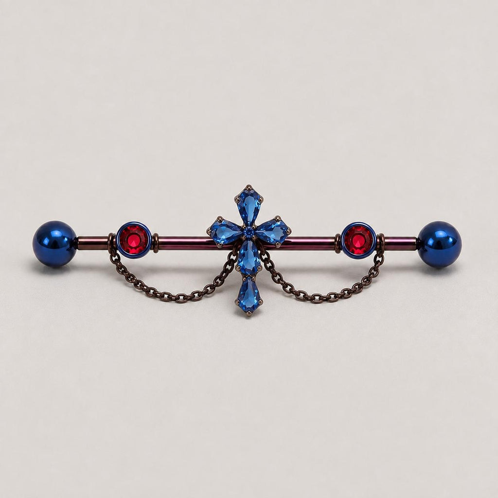 Cathedral Cross Chain industrial barbell detail 4