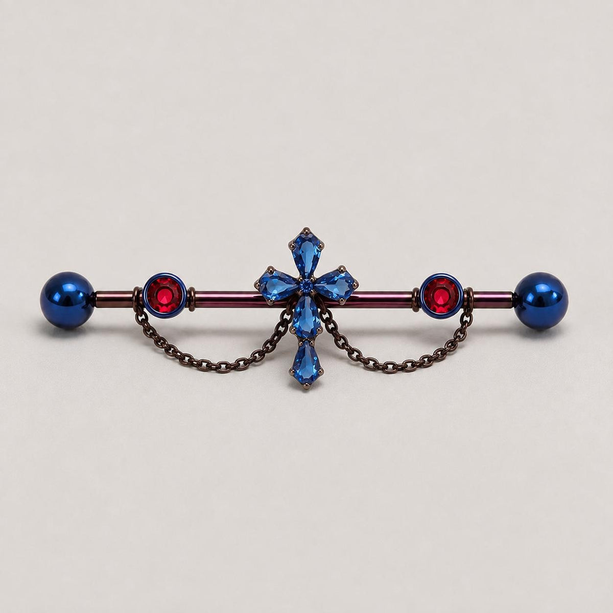 Cathedral Cross Chain industrial barbell detail 4