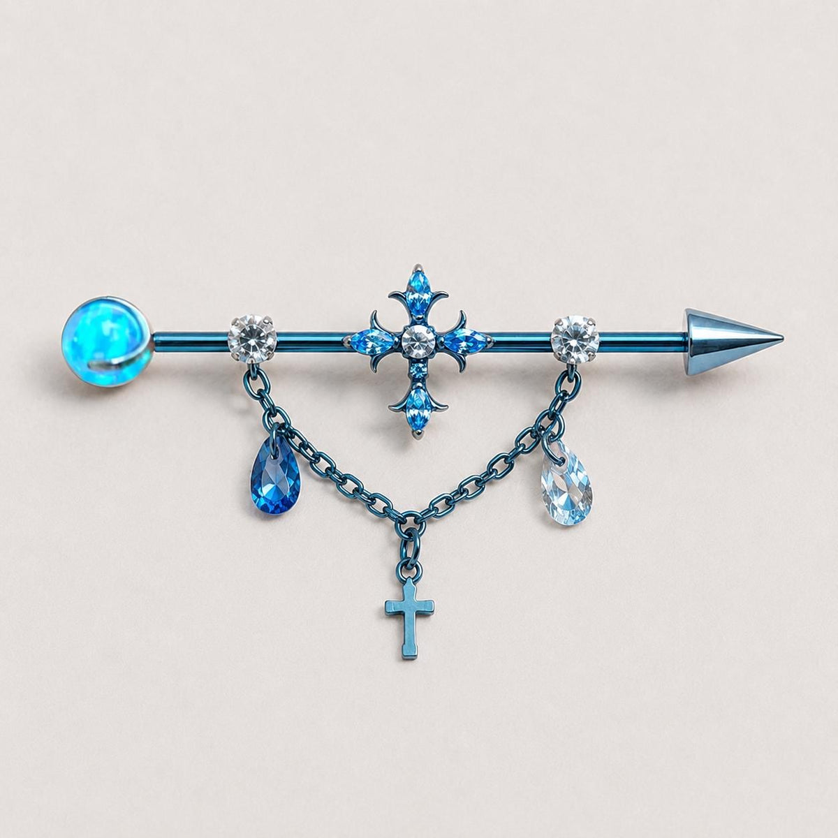 ETSY 4549531892 | IMAGE 8 | Vesper Cross Chain Titanium Industrial Barbell