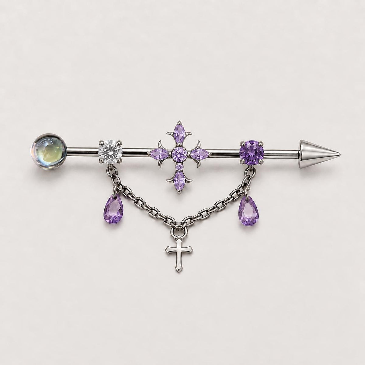 ETSY 4549531892 | IMAGE 9 | Vesper Cross Chain Titanium Industrial Barbell