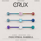 ETSY 4550812342 | IMAGE 1 | Prong-Set CZ Titanium Industrial Barbell