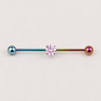 ETSY 4550812342 | IMAGE 5 | Prong-Set CZ Titanium Industrial Barbell