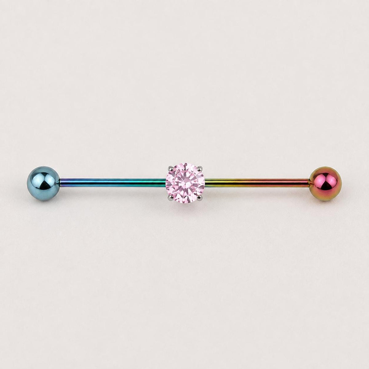 ETSY 4550812342 | IMAGE 5 | Prong-Set CZ Titanium Industrial Barbell