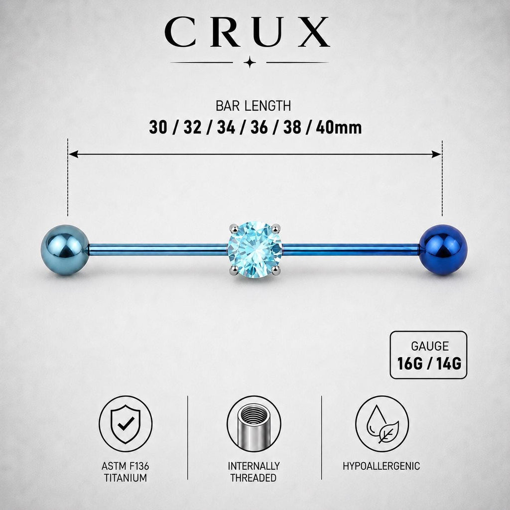 ETSY 4550812342 | IMAGE 8 | Prong-Set CZ Titanium Industrial Barbell