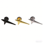 Große, schwarz-weiße 3D-Vierstern-Ohrstecker aus Edelstahl mit Außengewinde 