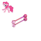 MLP Titanium Internally Threaded Zirconia Barbell - Tongue & Ear - MLP Titanium Internally Threaded Zirconia Barbell - Tongue & Ear - Pinkie Pie / 10mm by CRUXJEWELRY