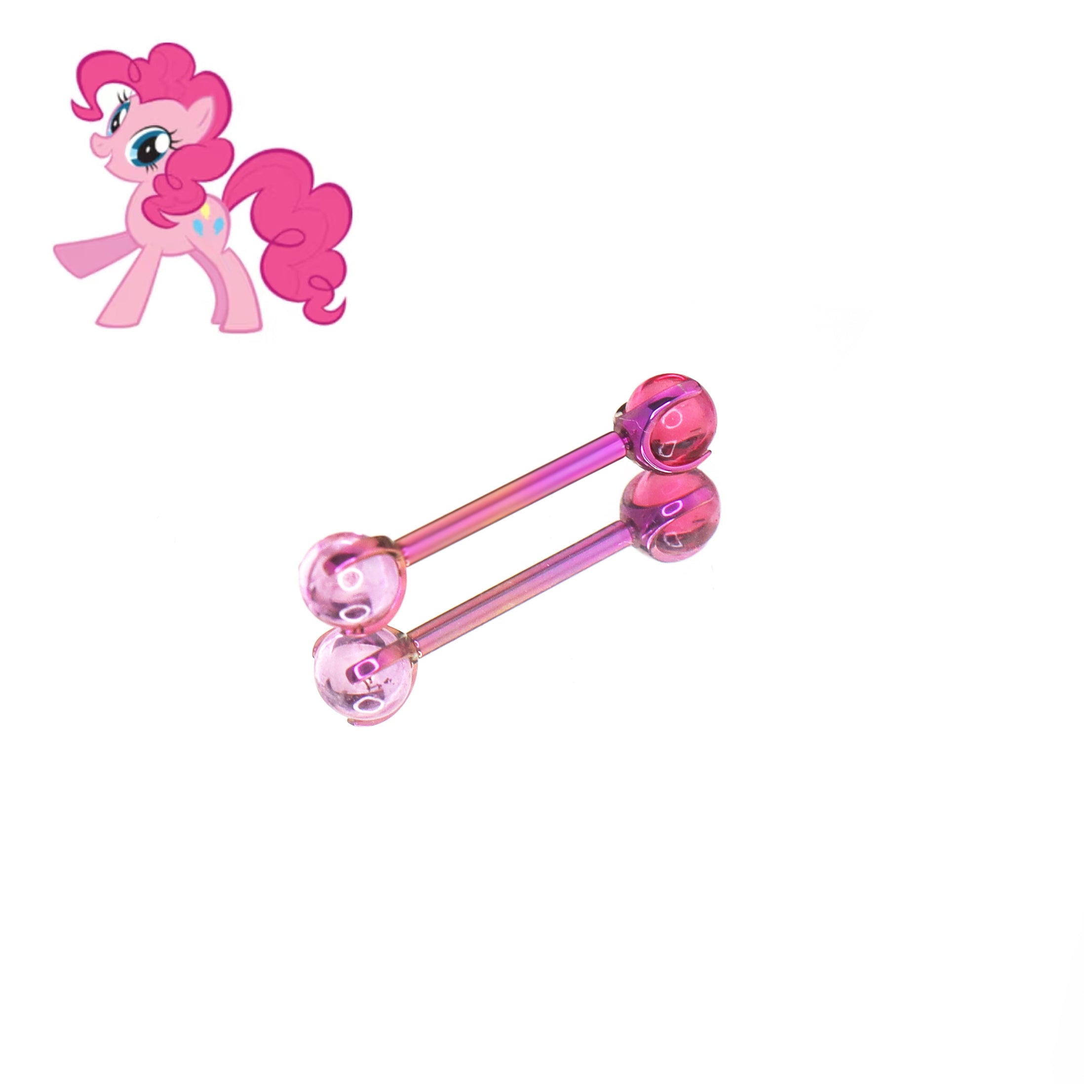 MLP Titanium Internally Threaded Zirconia Barbell - Tongue & Ear - MLP Titanium Internally Threaded Zirconia Barbell - Tongue & Ear - Pinkie Pie / 10mm by CRUXJEWELRY