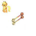 MLP Titanium Internally Threaded Zirconia Barbell - Tongue & Ear - MLP Titanium Internally Threaded Zirconia Barbell - Tongue & Ear - Applejack / 10mm by CRUXJEWELRY