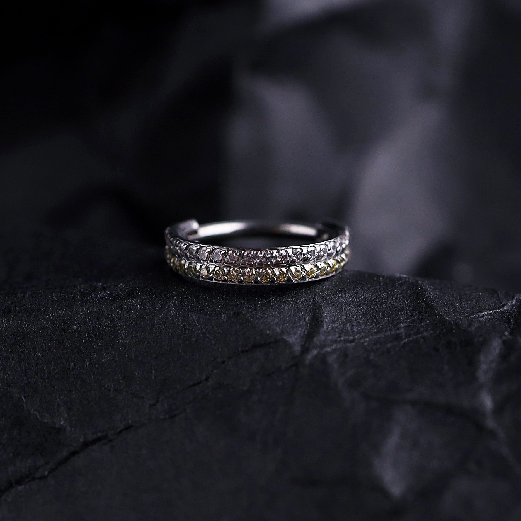 16G Double Layer CZ Titanium Segment Hoop - 16G Double Layer CZ Titanium Segment Hoop - Light Yellow by CRUXJEWELRY