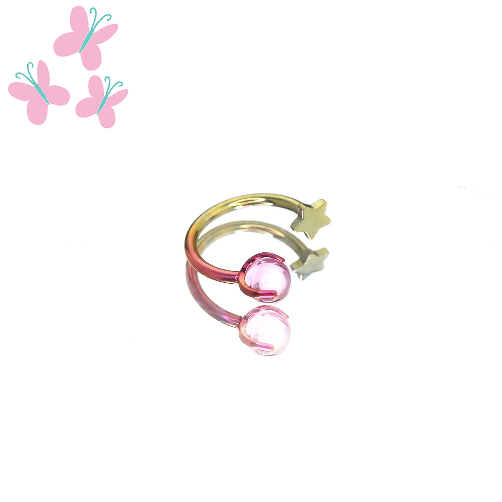 Fluttershy Opal Star Spiral in ASTM F136 Titanium