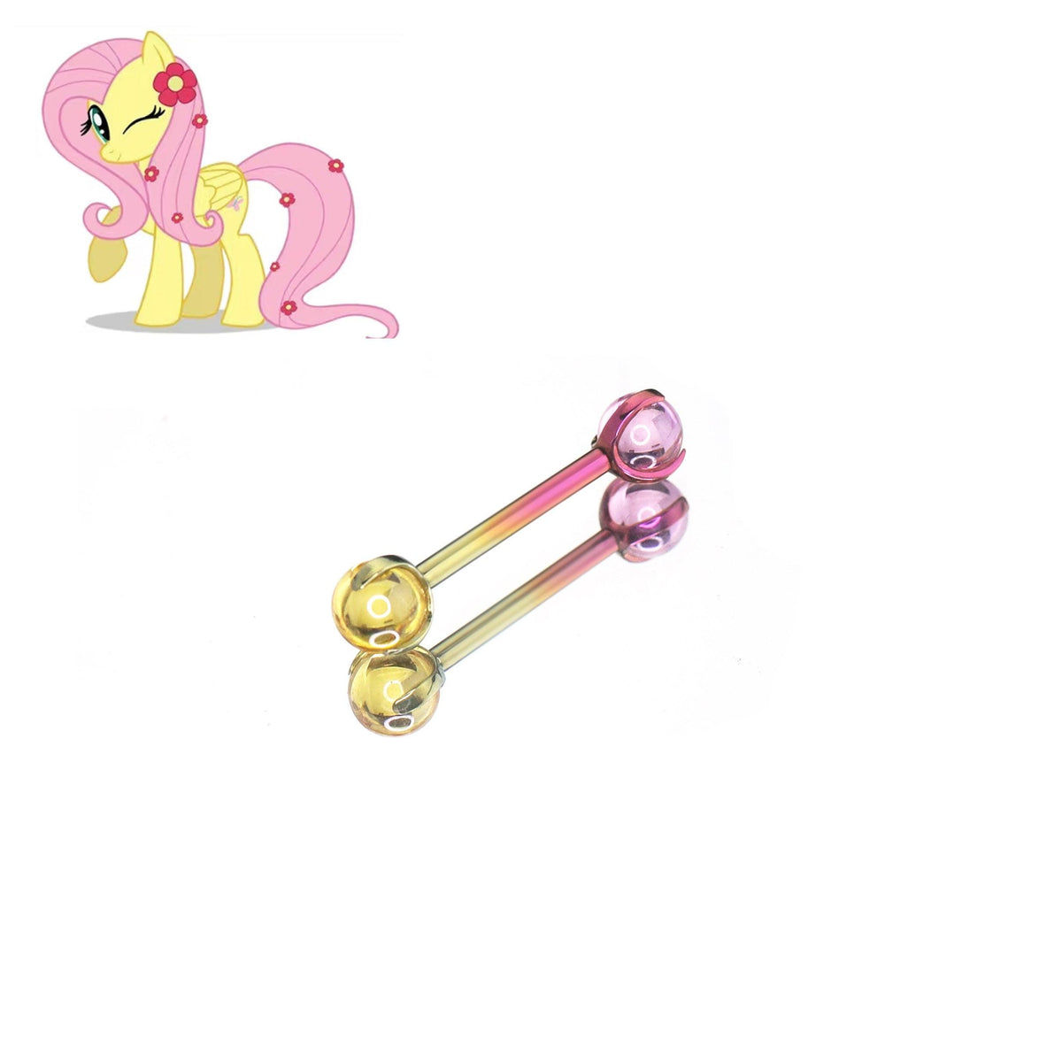 Fluttershy Mane Six Opal Barbell in ASTM F136 Titanium