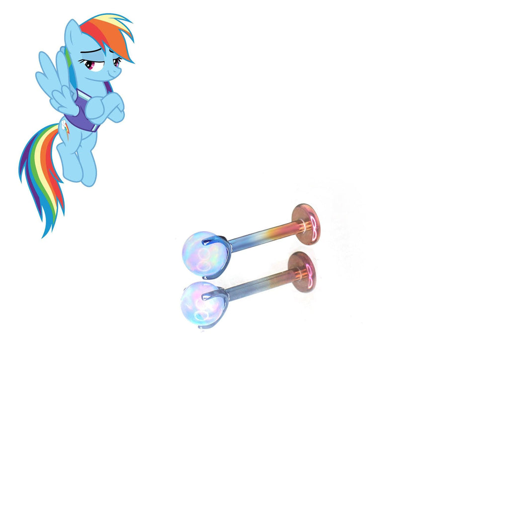 Rainbow Dash Mane Six Labret Stud in ASTM F136 Titanium