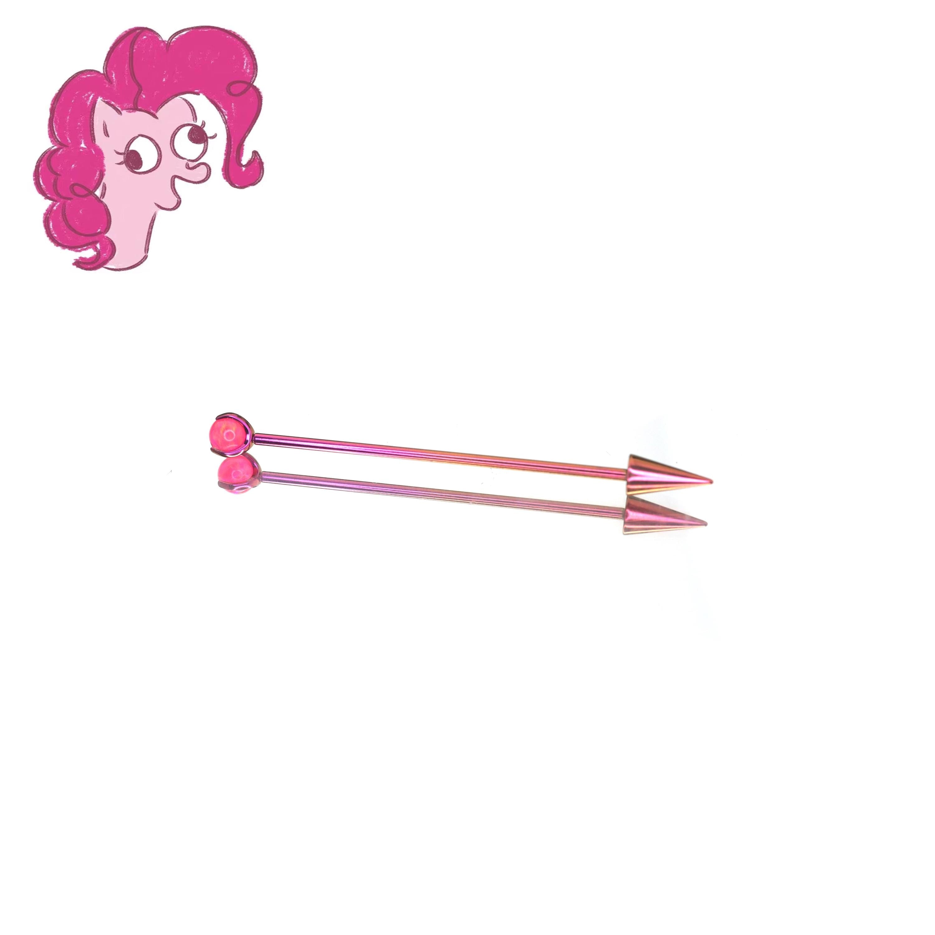 Pinkie Pie Crystal Spike Industrial Bar in ASTM F136 Titanium