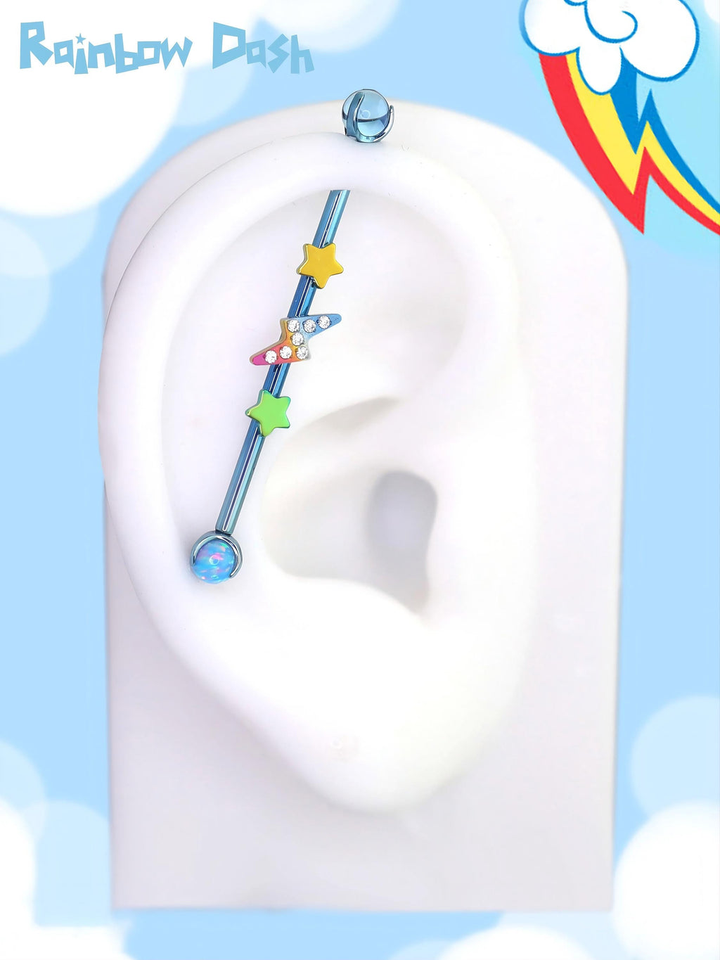 Rainbow Dash Prismatic Faux Industrial Bar in ASTM F136 Titanium