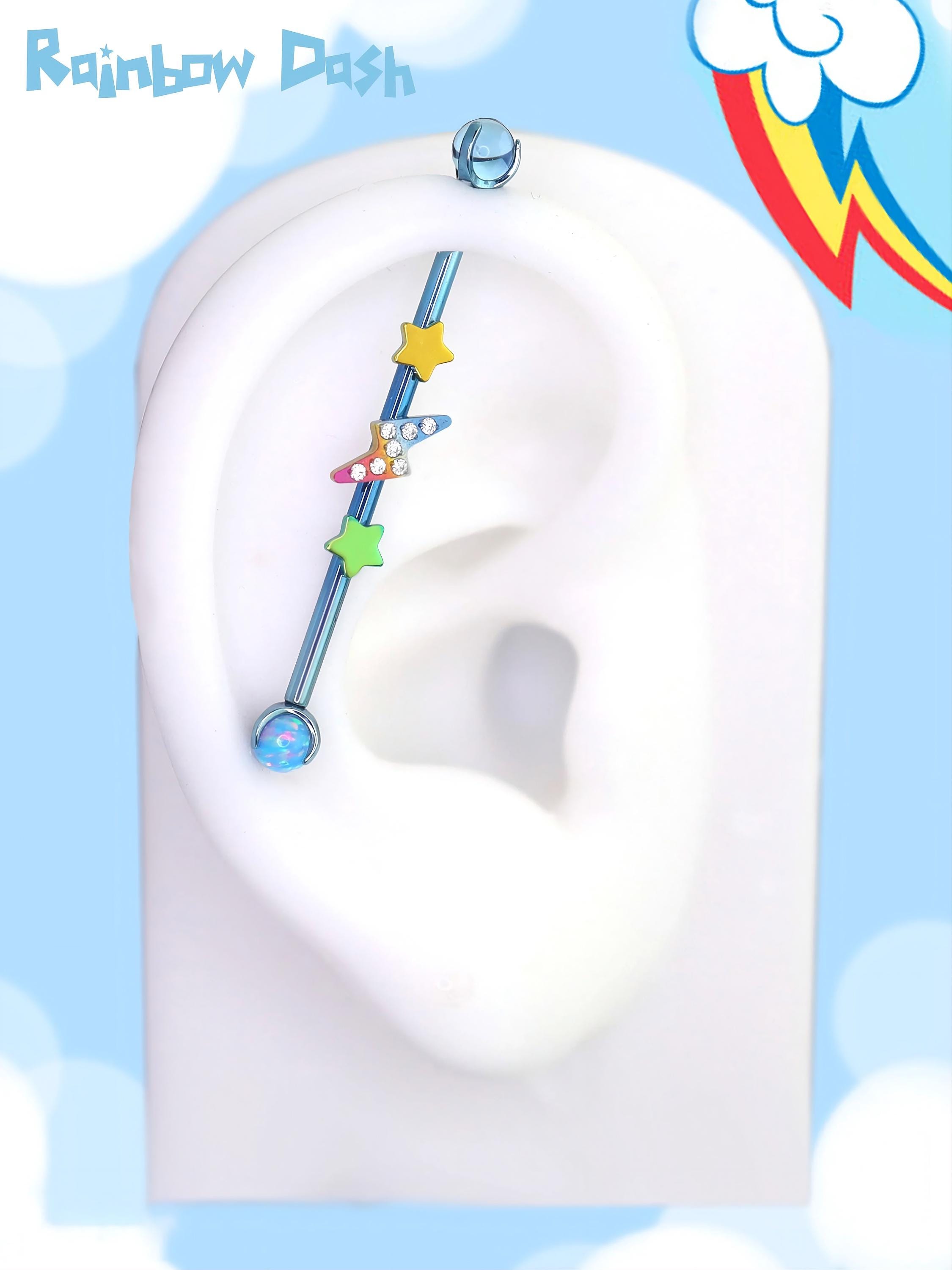 Rainbow Dash Prismatic Faux Industrial Bar in ASTM F136 Titanium