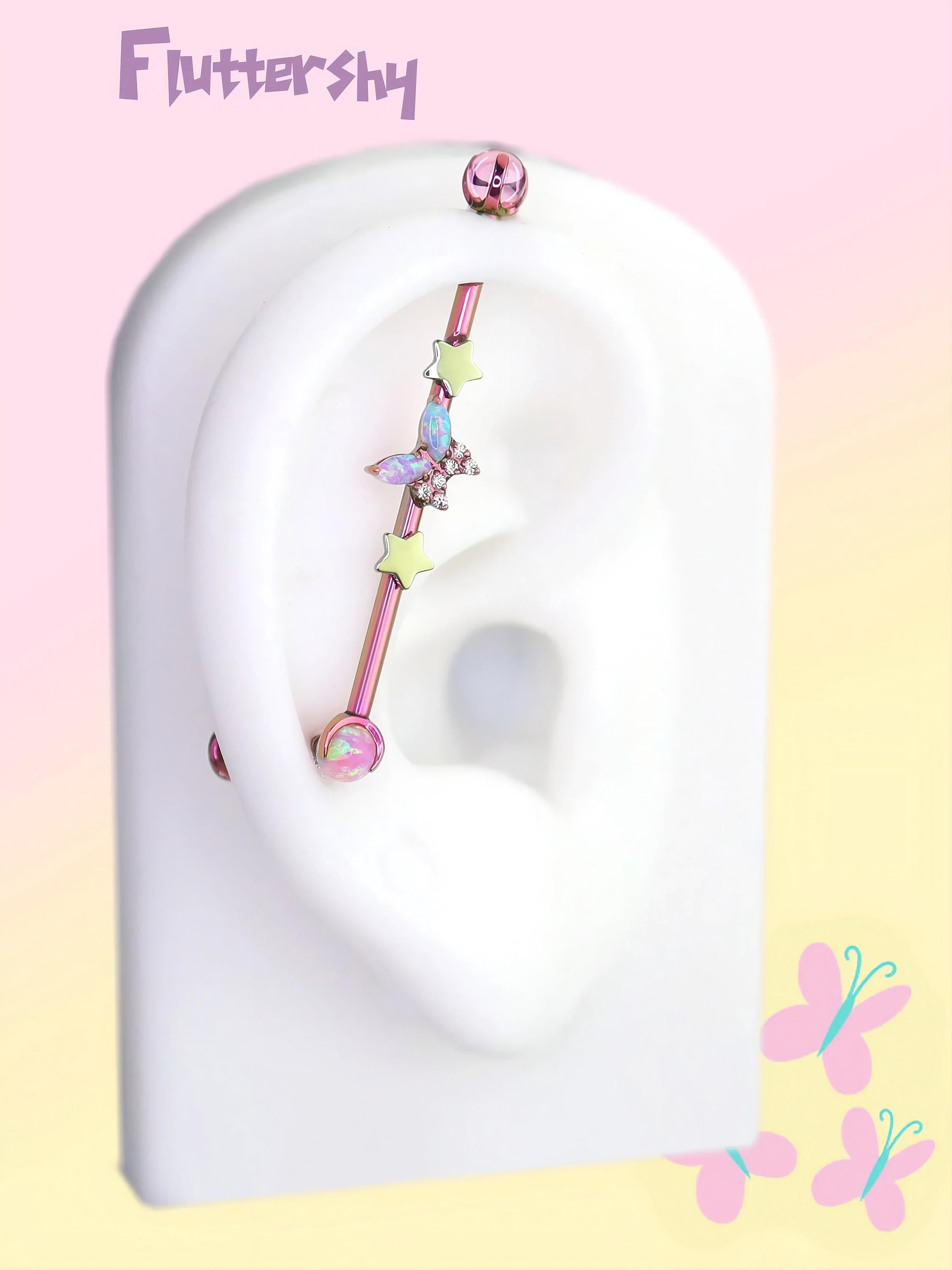 Fluttershy Prismatic Faux Industrial Bar in ASTM F136 Titanium