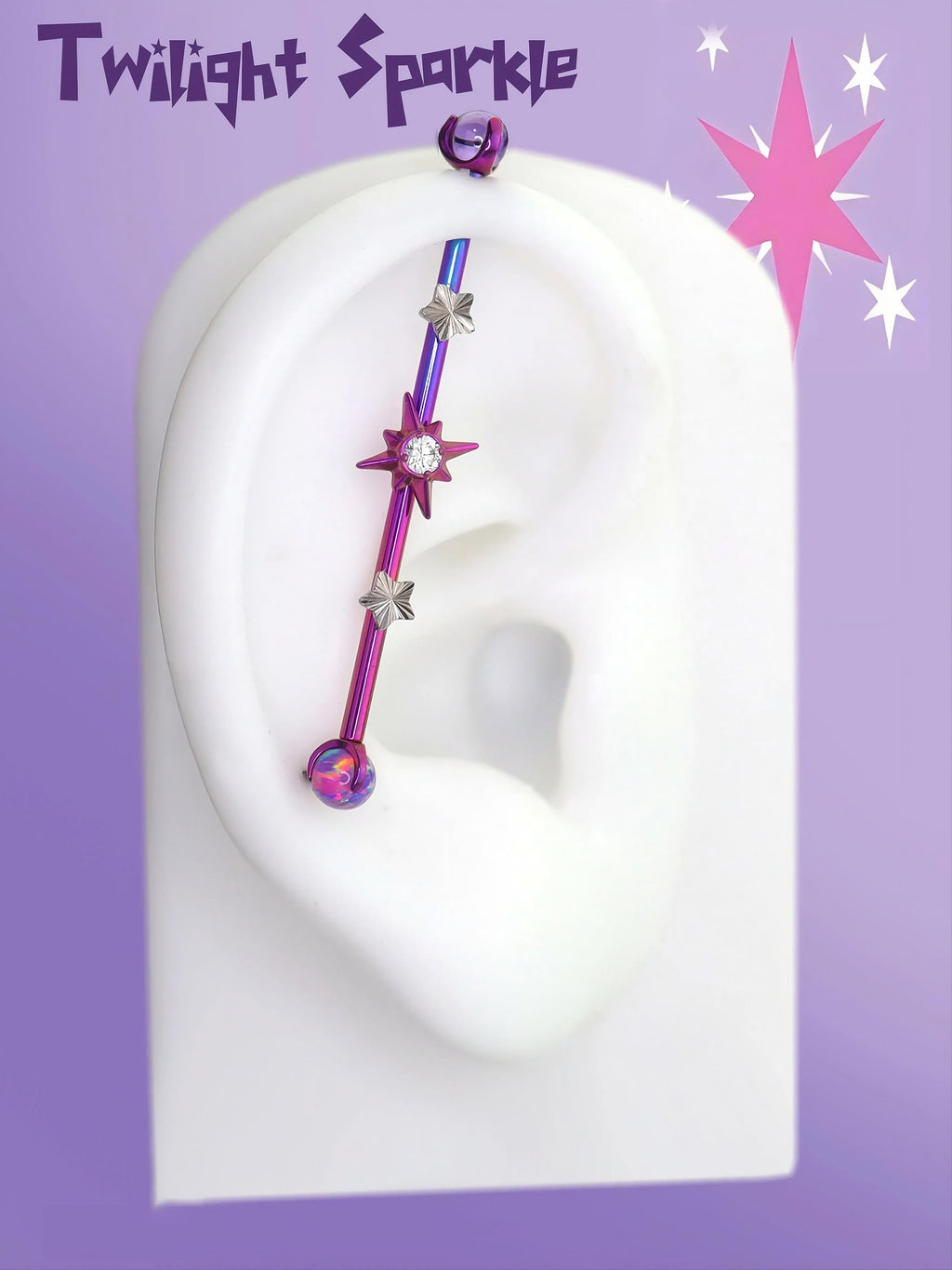 Twilight Sparkle Prismatic Faux Industrial Bar in ASTM F136 Titanium