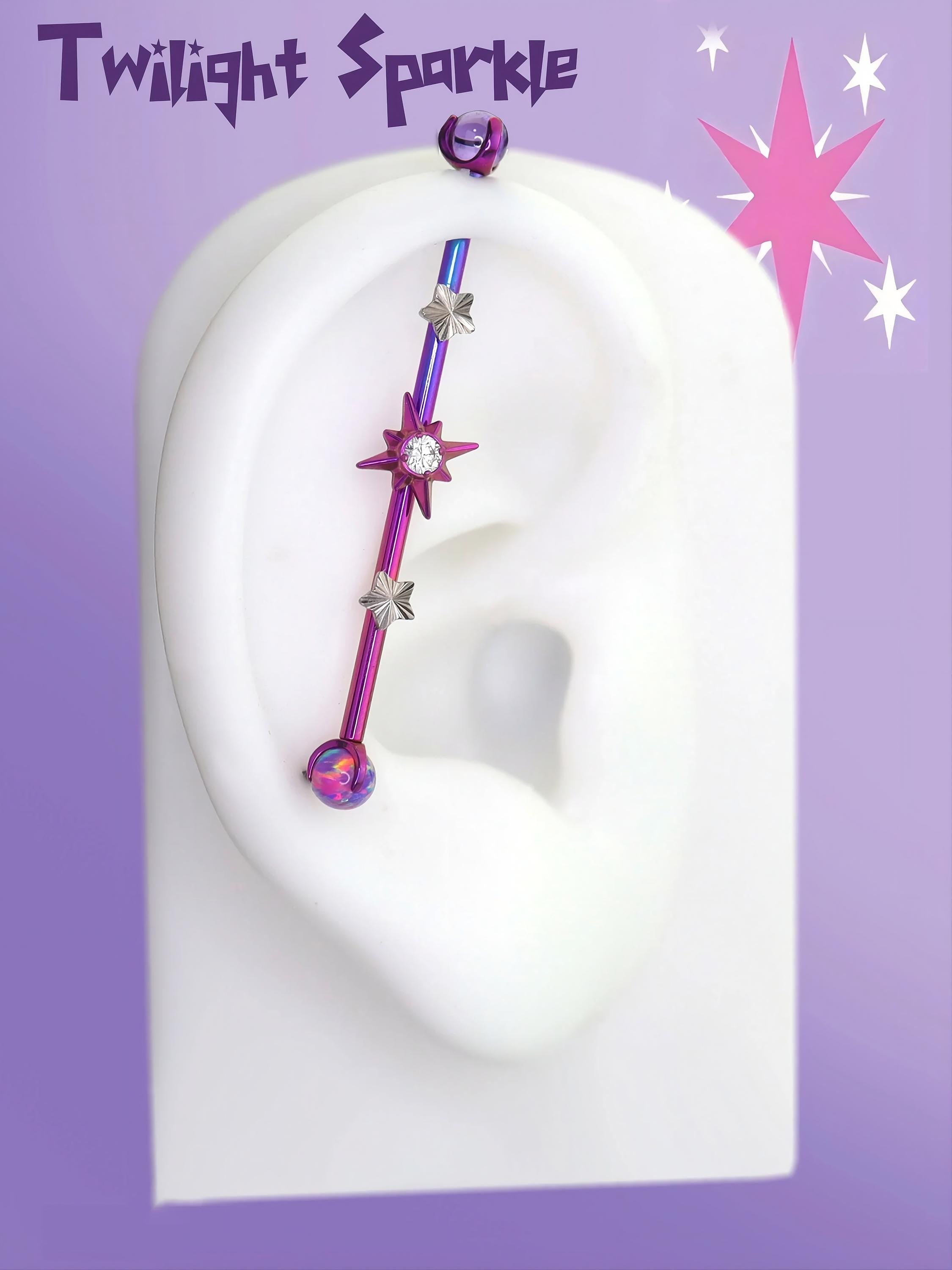 Twilight Sparkle Prismatic Faux Industrial Bar in ASTM F136 Titanium