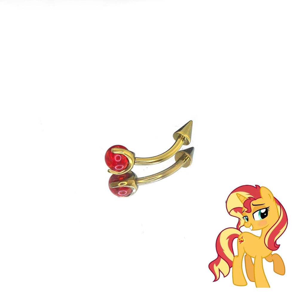 Sunset Shimmer Opal Spike Curved Barbell in ASTM F136 Titanium