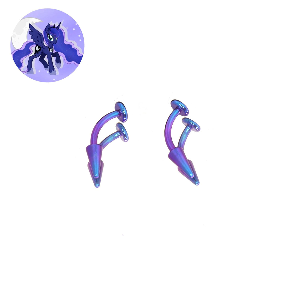 Princess Luna Vampire Fang Curved Barbell in ASTM F136 Titanium
